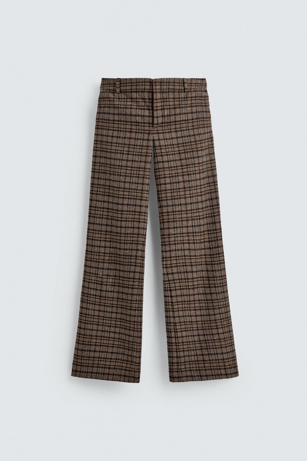 자라 체크 플레어핏 울 팬츠 X 해리 램버트 디즈니 6929/510 KHAKI - 상품 이미지