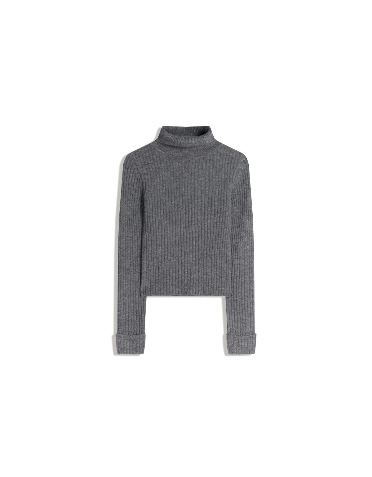 버쉬카 베이직 골지 하이넥 니트 스웨터 7117/663 DARK GREY - 상품 이미지