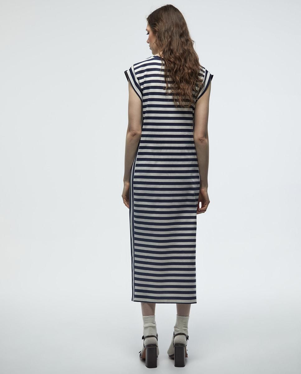 스페라 스트라이프 베이직 코튼 미디 원피스 58462106137 AZUL MARINO - 상세 이미지 4