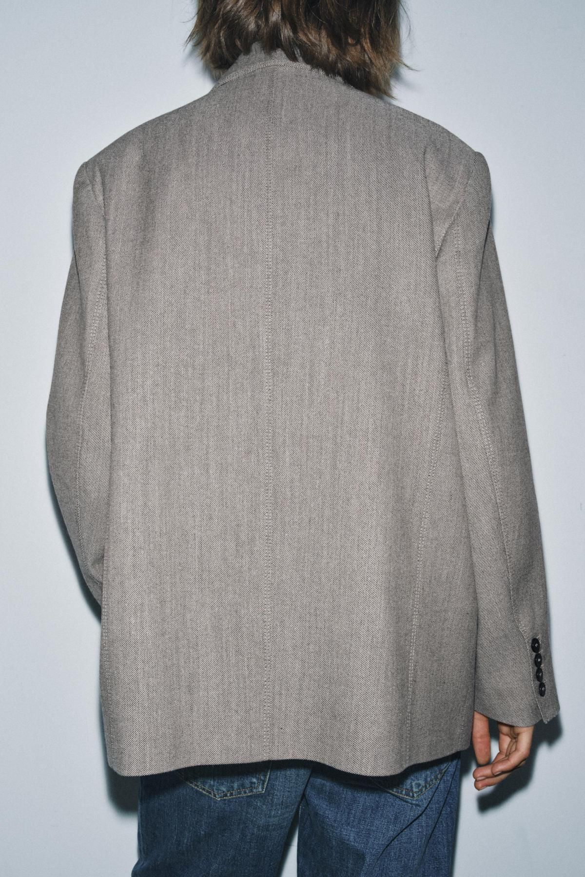 자라 오버사이즈 테크니컬 울 블레이저 8436/700 BEIGE-BROWN - 상세 이미지 5