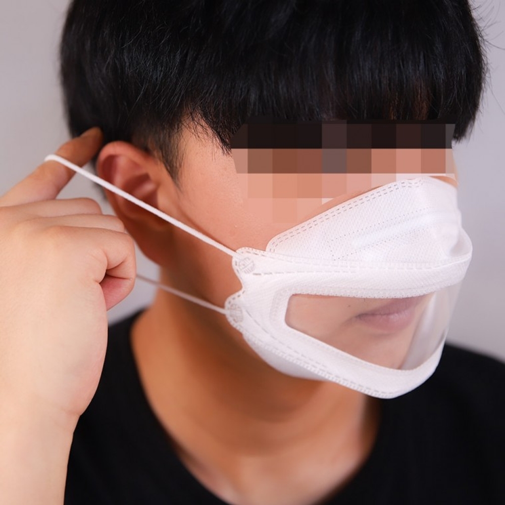 입보이는 입 뚫린 투명 립 마스크 선생님 강사 연예인 립리딩마스크 - 메인 이미지
