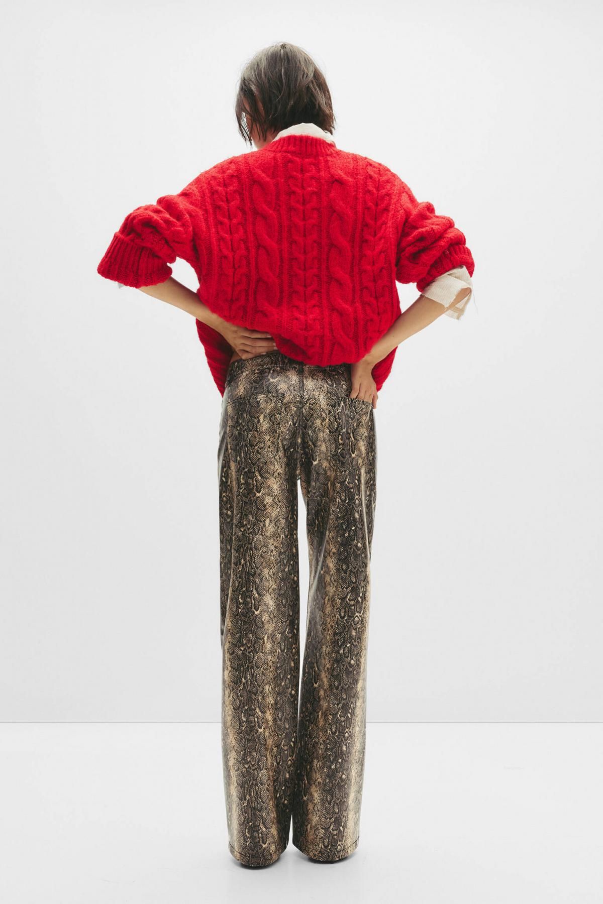 풀앤베어 애니멀 프린트 레더 이펙트 스트레이트 팬츠 7674/309 SNAKESKIN PRINT - 상세 이미지 4