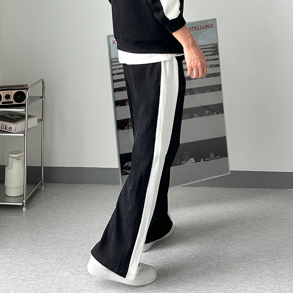 남자 바지 트레이닝 밴딩 트랙 와이드 팬츠 남자 니트팬츠 - 상품 이미지