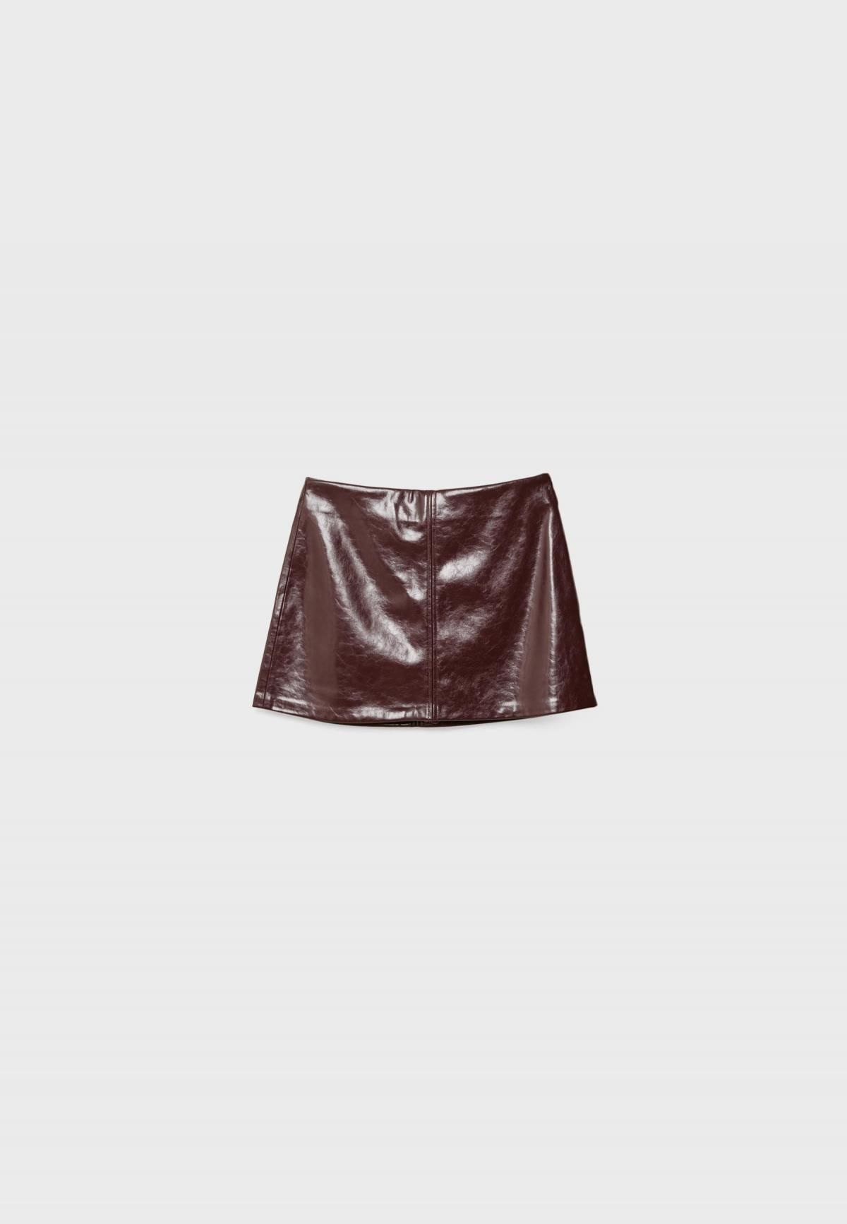 스트라디바리우스 가죽 효과 미니 스커트 팬츠 4707/706 BURGUNDY - 메인 이미지