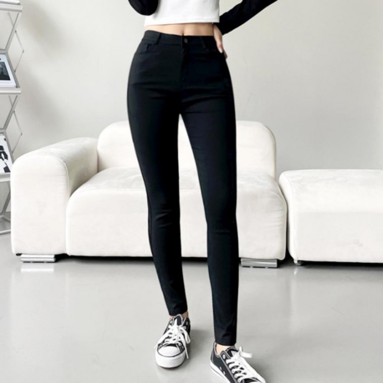 스키니 스판 데일리 비카 팬츠 스키니진 여성 밴딩 슬림 - 상품 이미지