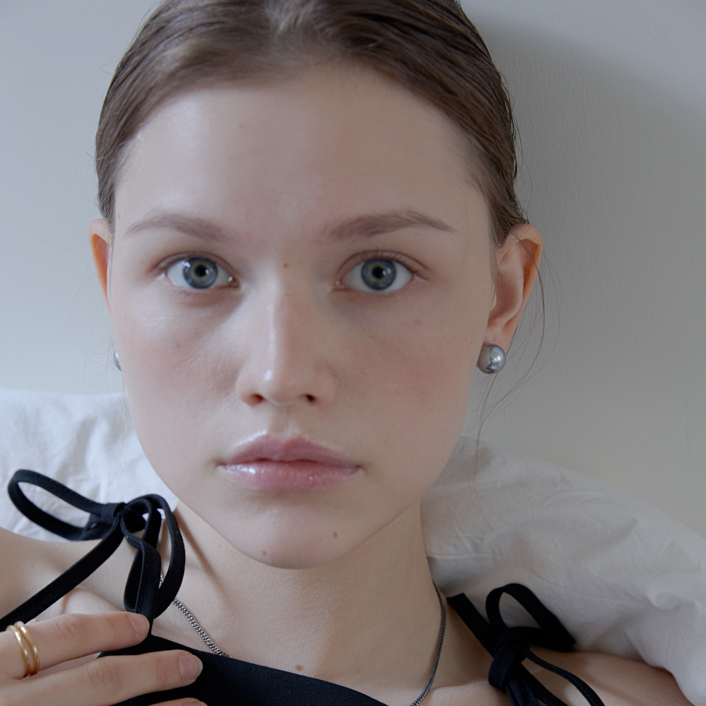 실버925 흑진주 귀걸이 한복 혼주 미니 볼드