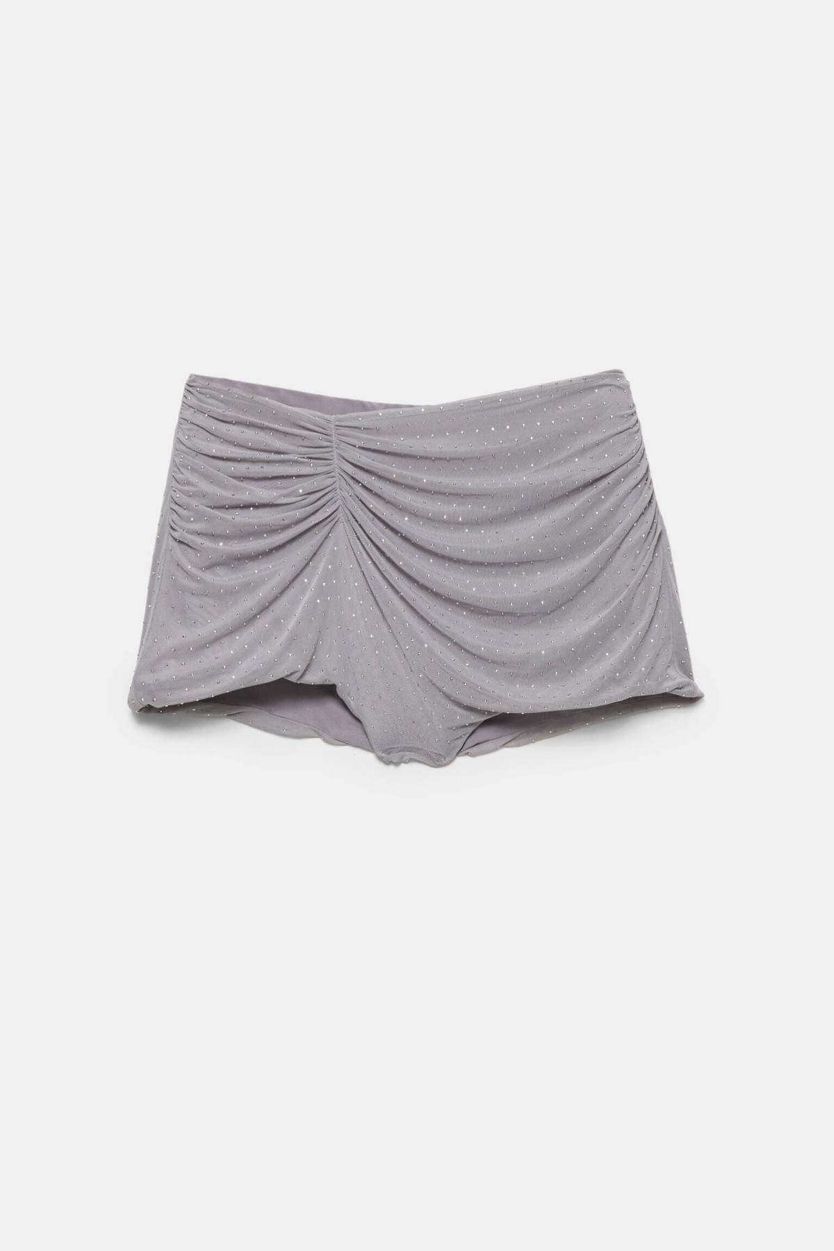 풀앤베어 스트레치 튤 드레이프 디아만테 미니 반바지 7696/355 GREY - 상품 이미지