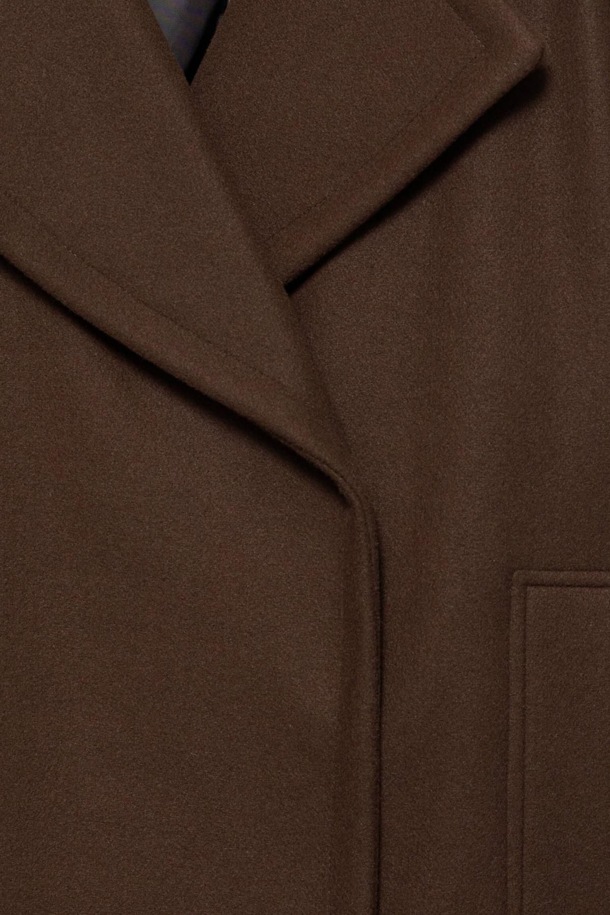 풀앤베어 오버핏 소프트 펠트 브라운 롱 코트 7800/316 CHOCOLATE 이미지 8