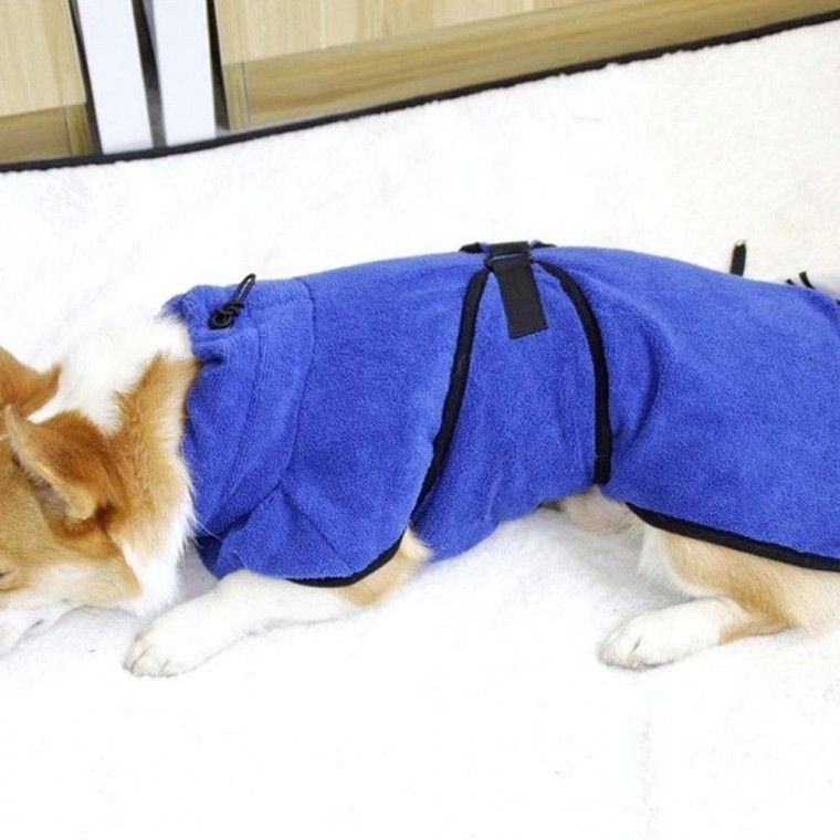 강아지 고양이 목욕타올 수건 샤워가운 극세사 S - 메인 이미지