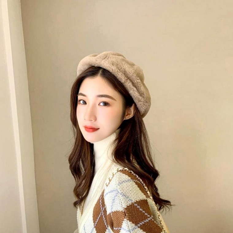 겨울 베레모 모자 여성용 팔각모자 방한모자 - 메인 이미지
