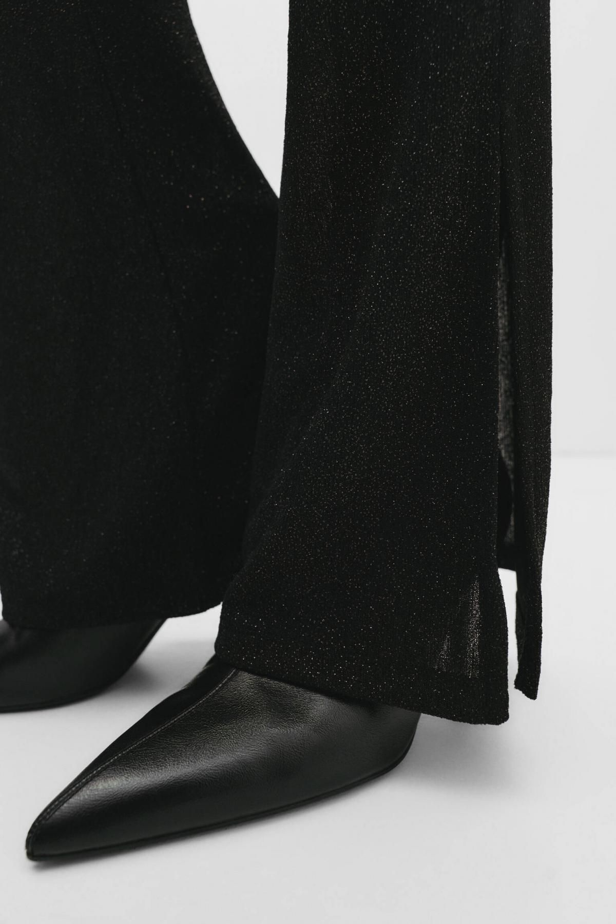 풀앤베어 샤이니 스트레치 블랙 플레어 팬츠 7674/332 BLACK - 상세 이미지 5