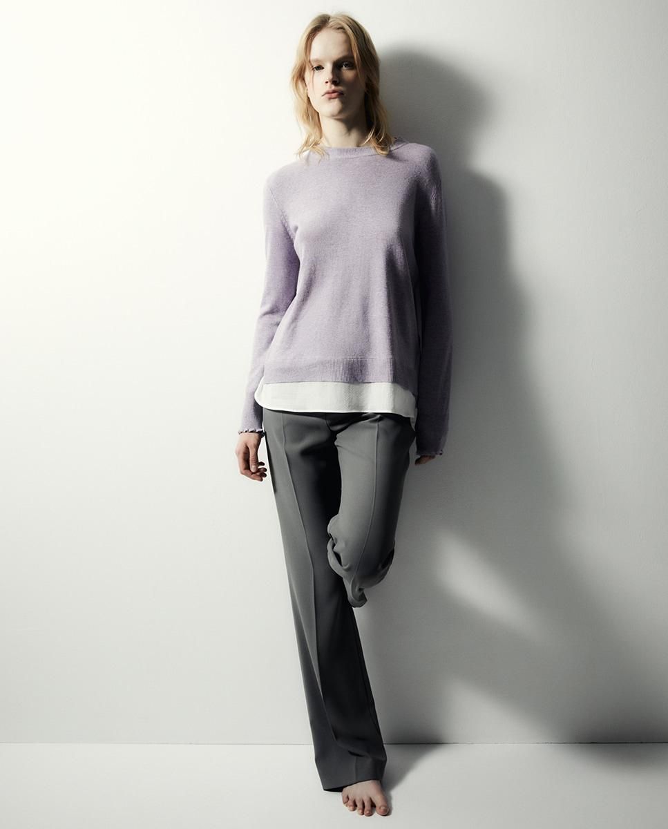 스페라 라벤더 배색 라운드넥 니트 스웨터 58240060416 MALVA - 상세 이미지 2