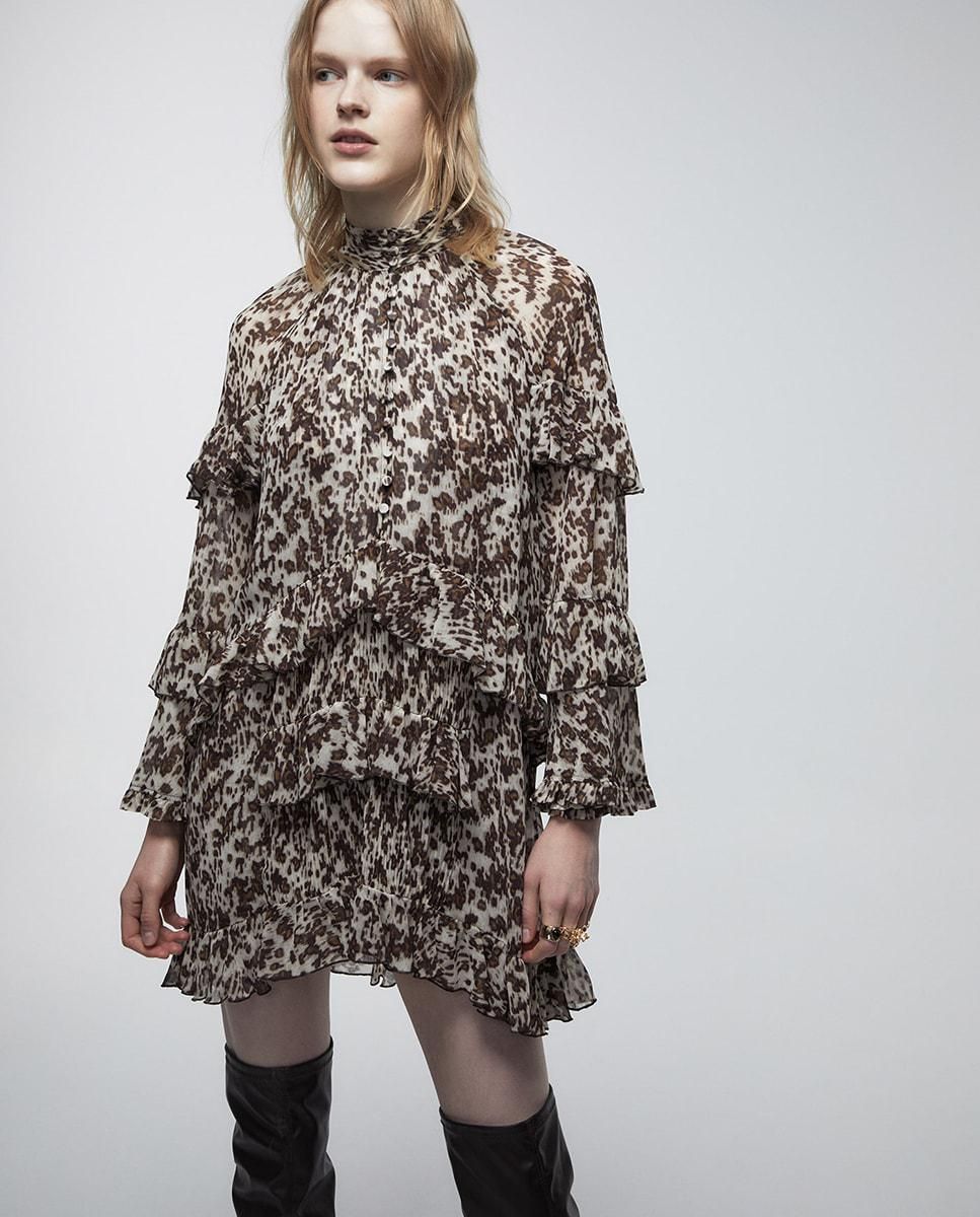 스페라 플라워 프릴 러플 미니 원피스 56240009078 MARRON - 상품 이미지