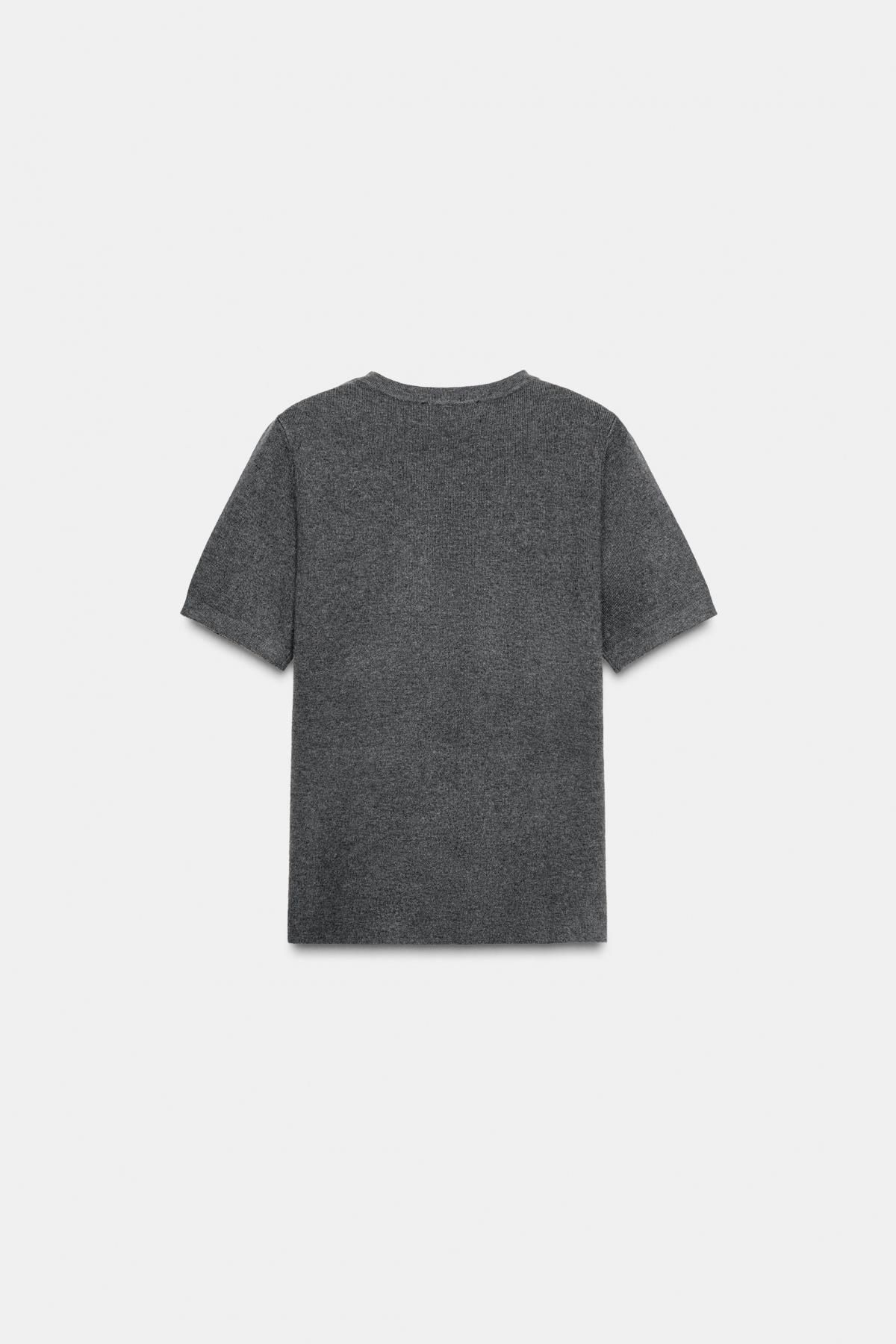 자라 소프트터치 라운드넥 반팔 니트 스웨터 5755/130 GREY MARL - 상세 이미지 5