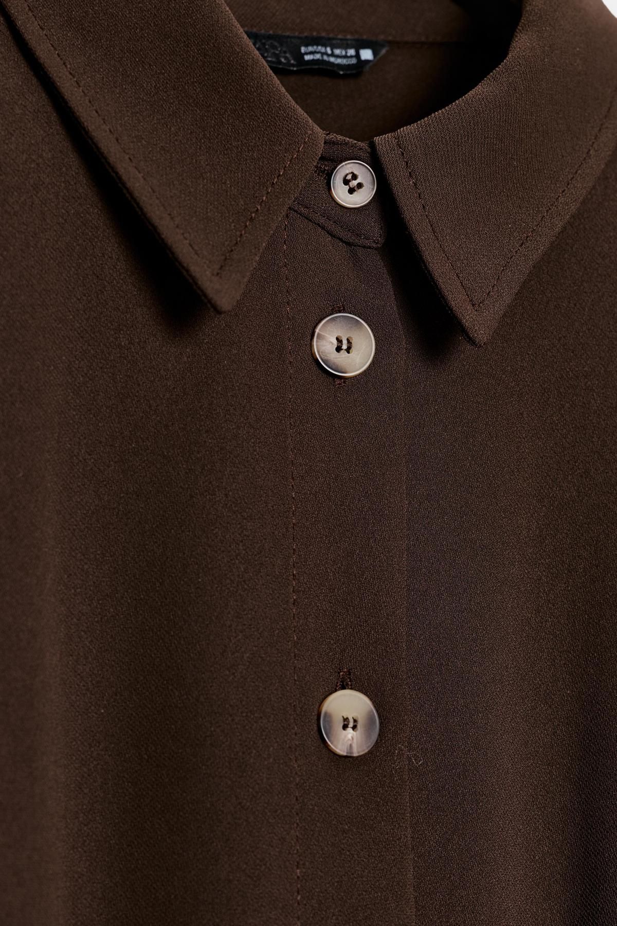 자라 크롭 숄더탭 테크니컬 긴팔 셔츠 9291/572 BROWN 이미지 7