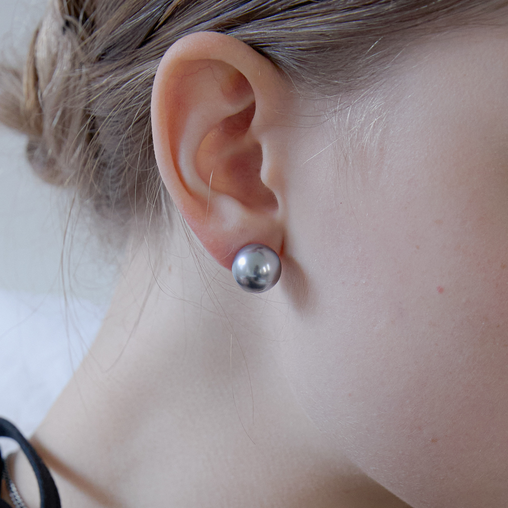 실버925 흑진주 귀걸이 한복 혼주 미니 볼드