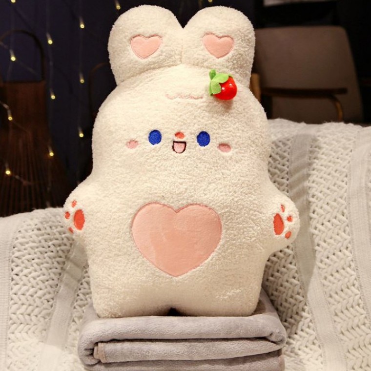 쿠션 겸용 무릎담요 극세사담요 쇼파 쿠션 담요 차량쿠션 낮잠베게 뽀글이 애니멀 쿠션담요 - 상품 이미지