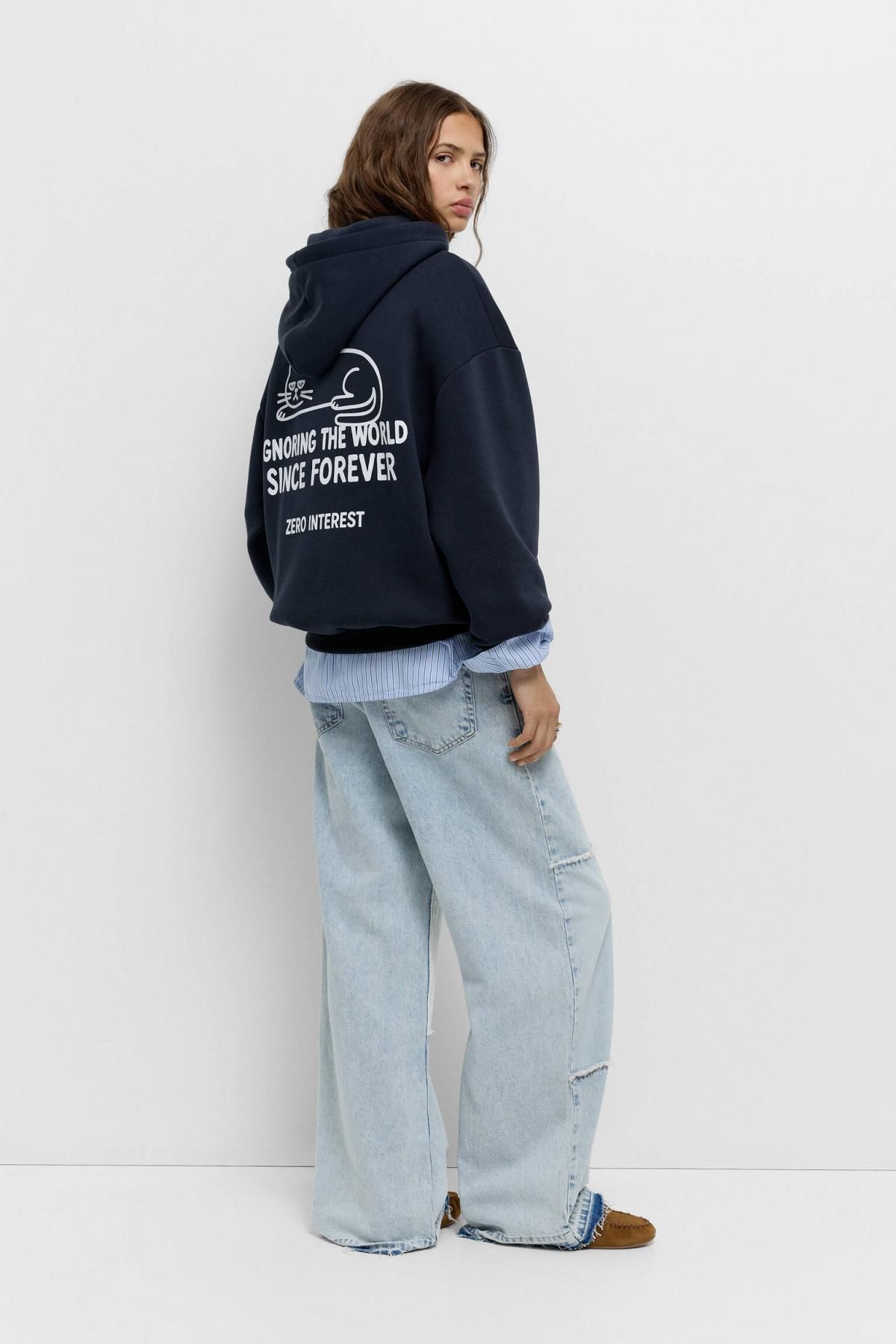 풀앤베어 캣 그래픽 후드 스웨트셔츠 7560/365 NAVY - 상세 이미지 4