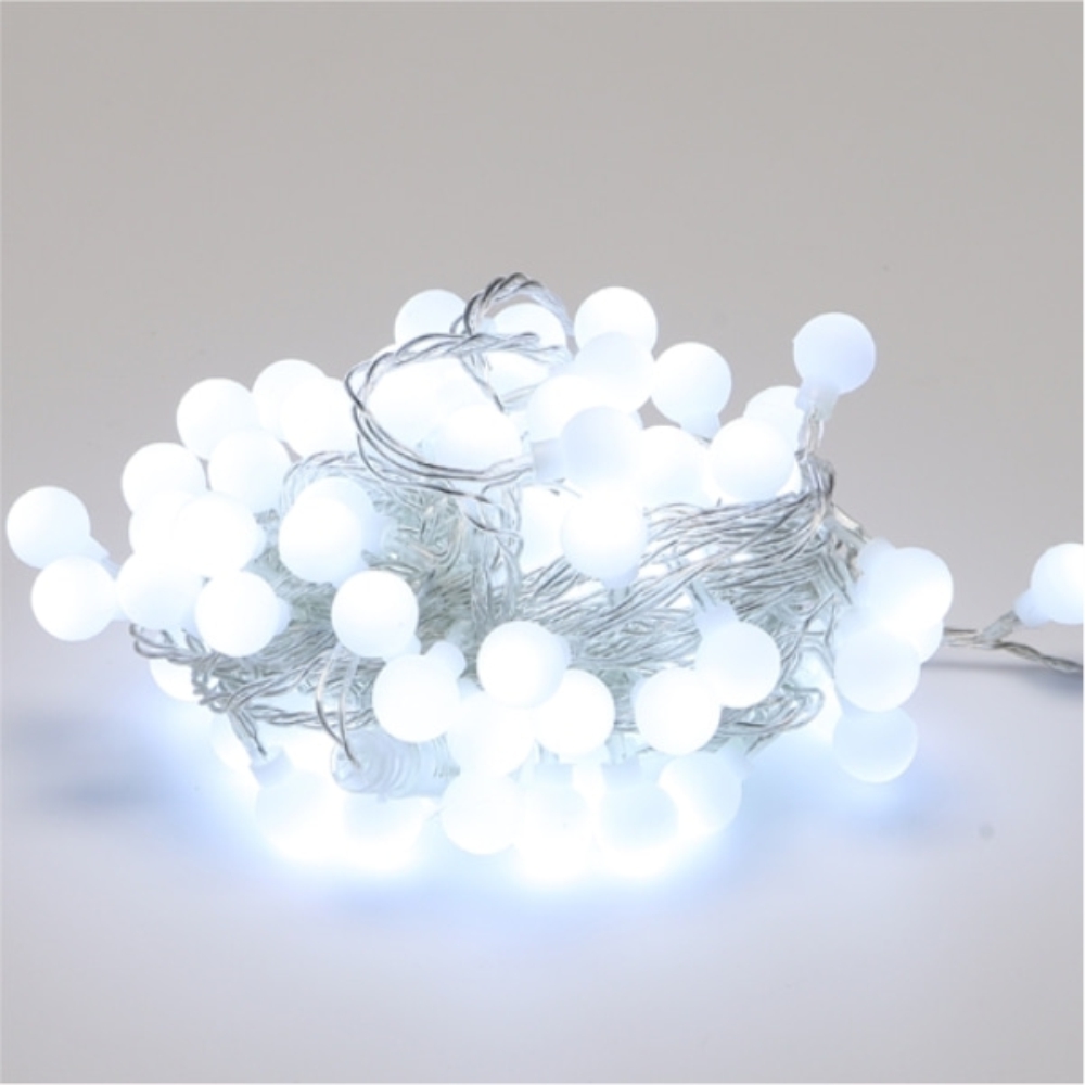 LED 트리구 앵두볼 전구 96구 연결형 DC24V 투명선 백색 크리스마스 트리 장식 - 상품 이미지