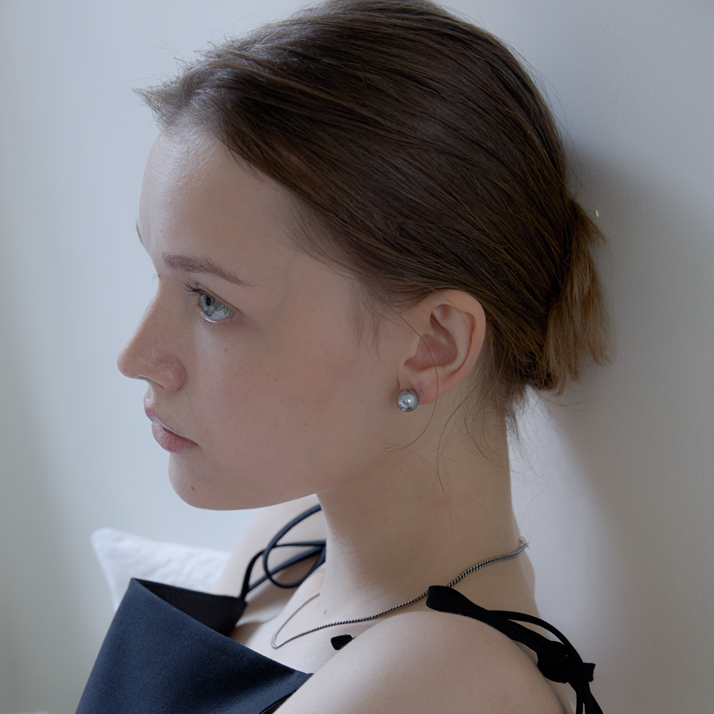 실버925 흑진주 귀걸이 한복 혼주 미니 볼드