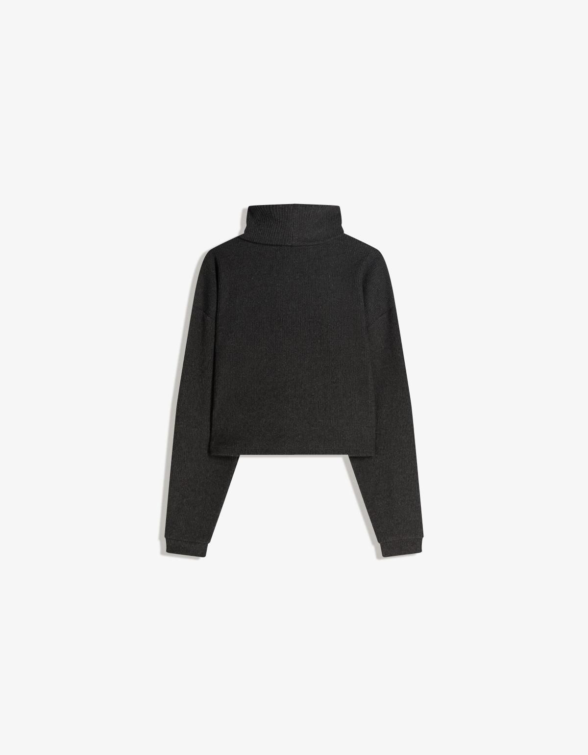 버쉬카 베이직 하이넥 리브드 니트 스웨터 7055/727 DARK GREY - 상품 이미지