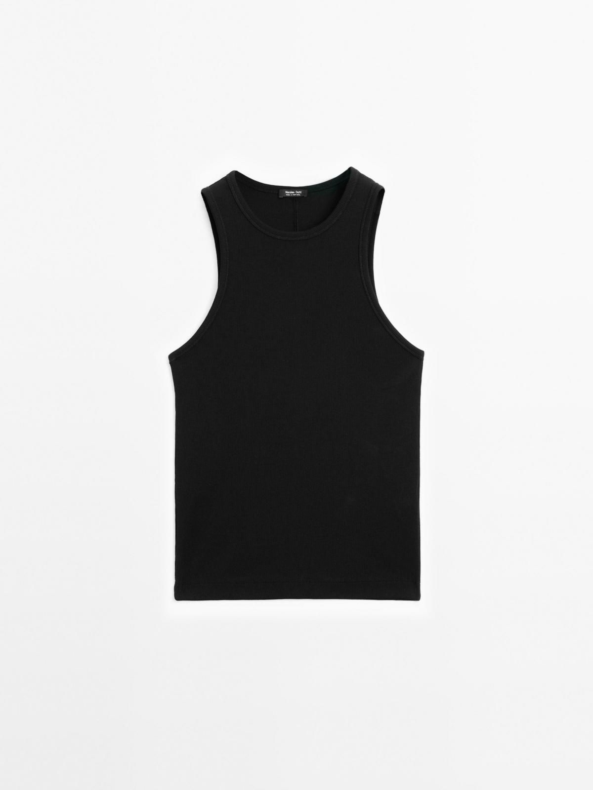 마시모두띠 베이직 홀터넥 골지 민소매 탑 6243/201 BLACK - 상품 이미지