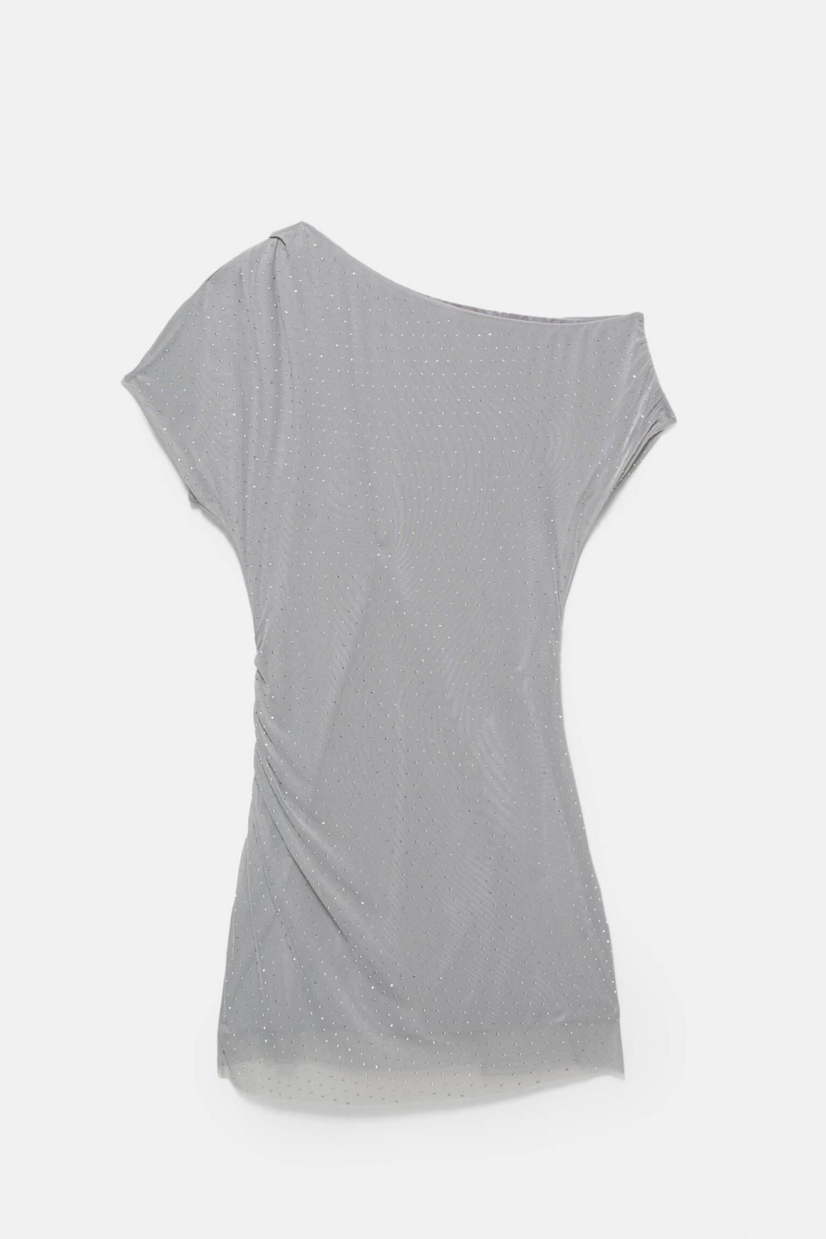 풀앤베어 시스루 비즈 원숄더 타이 튤 미니 원피스 7394/352 GREY - 상품 이미지