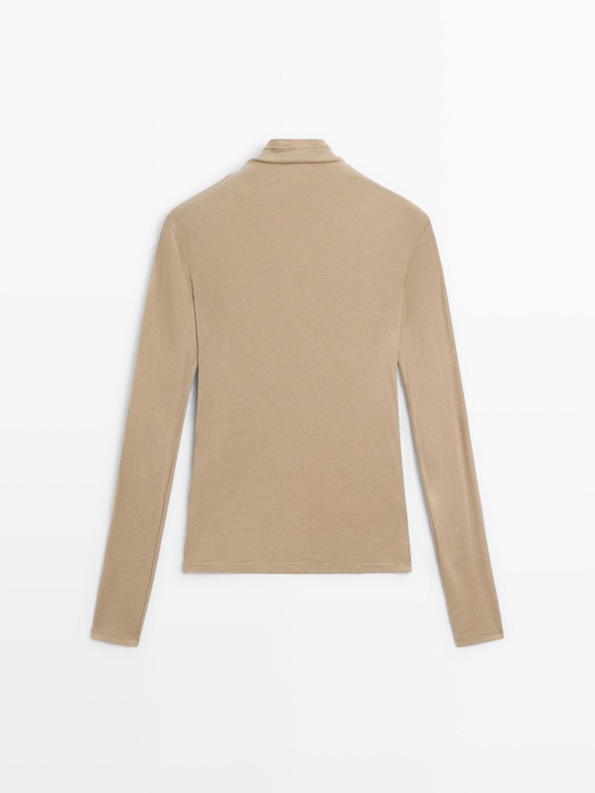 마시모두띠 라이오셀 울 하이넥 슬림핏 긴팔 티셔츠 6277/574 BEIGE MARL 이미지 7