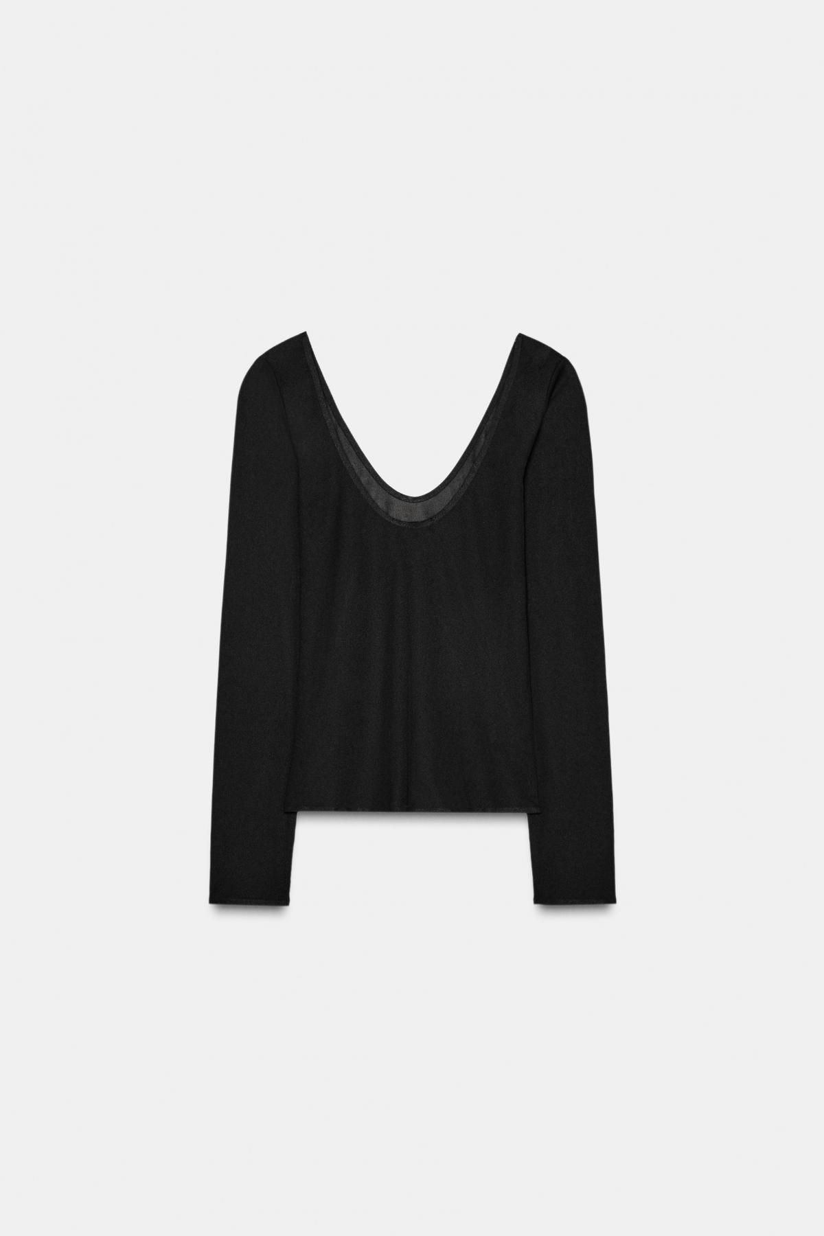 자라 시스루 백오픈 라운드넥 롱슬리브 탑 5063/852 BLACK - 상세 이미지 5