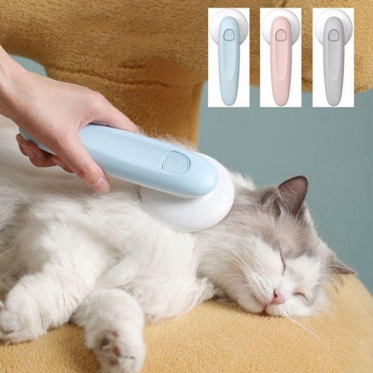 강아지 원터치 브러쉬 애견 털갈이 빗 털제거 양이털 강아지털 슬리커브 반려 동물 소형견 - 메인 이미지