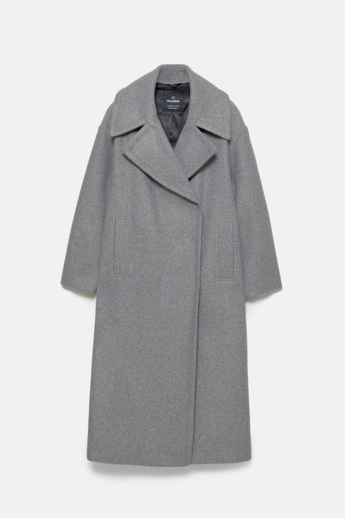 풀앤베어 소프트 펠트 텍스처 와이드 라펠 롱 코트 7800/316 GREY MARL - 메인 이미지