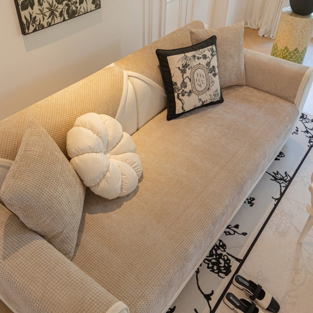 미끄럼방지 고정형 사계절 배색 와플 쇼파패드 단품 3-4인용