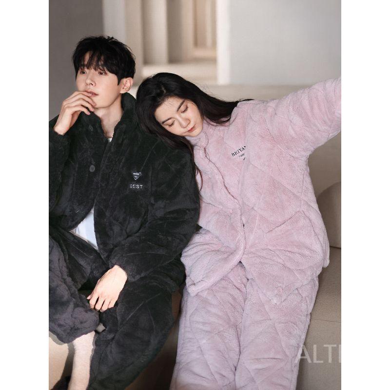 빅사이즈 여성 잠옷 극세사 수면 겨울 홈웨어 부드러운 원단 J7151 여성용 M - 상세 이미지 2