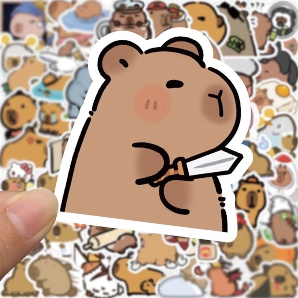 방수 스티커 50장 캐리어 노트북 텀블러 다이어리 꾸미기 리무버블 다꾸 카피바라 - 상품 이미지