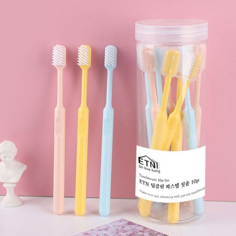 대용량 부드러운 칫솔모 치아 관리 컬러풀 10P 치솔 틈새 세정 어금니 은나노 금치솔 - 상품 이미지