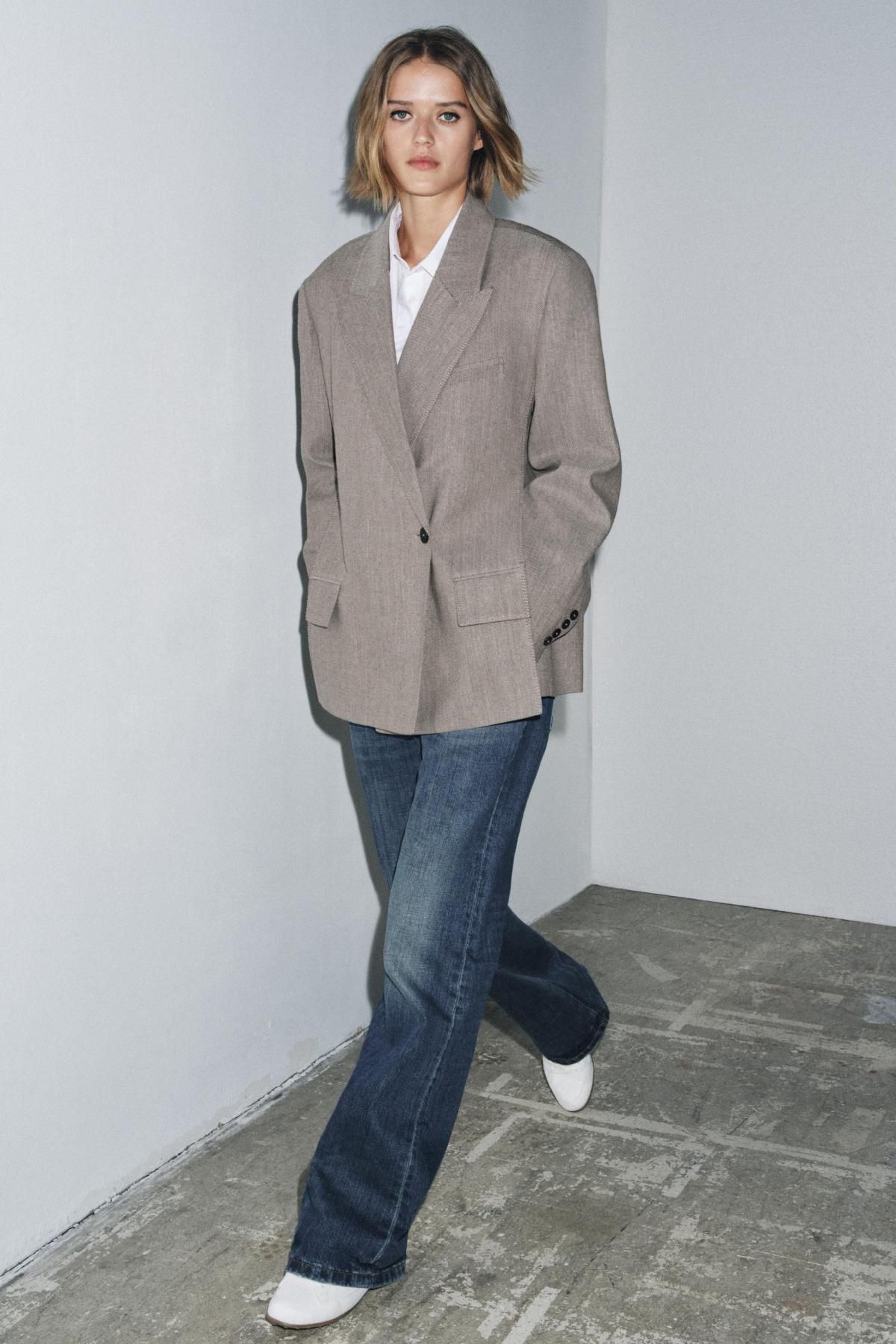 자라 오버사이즈 테크니컬 울 블레이저 8436/700 BEIGE-BROWN - 상세 이미지 4