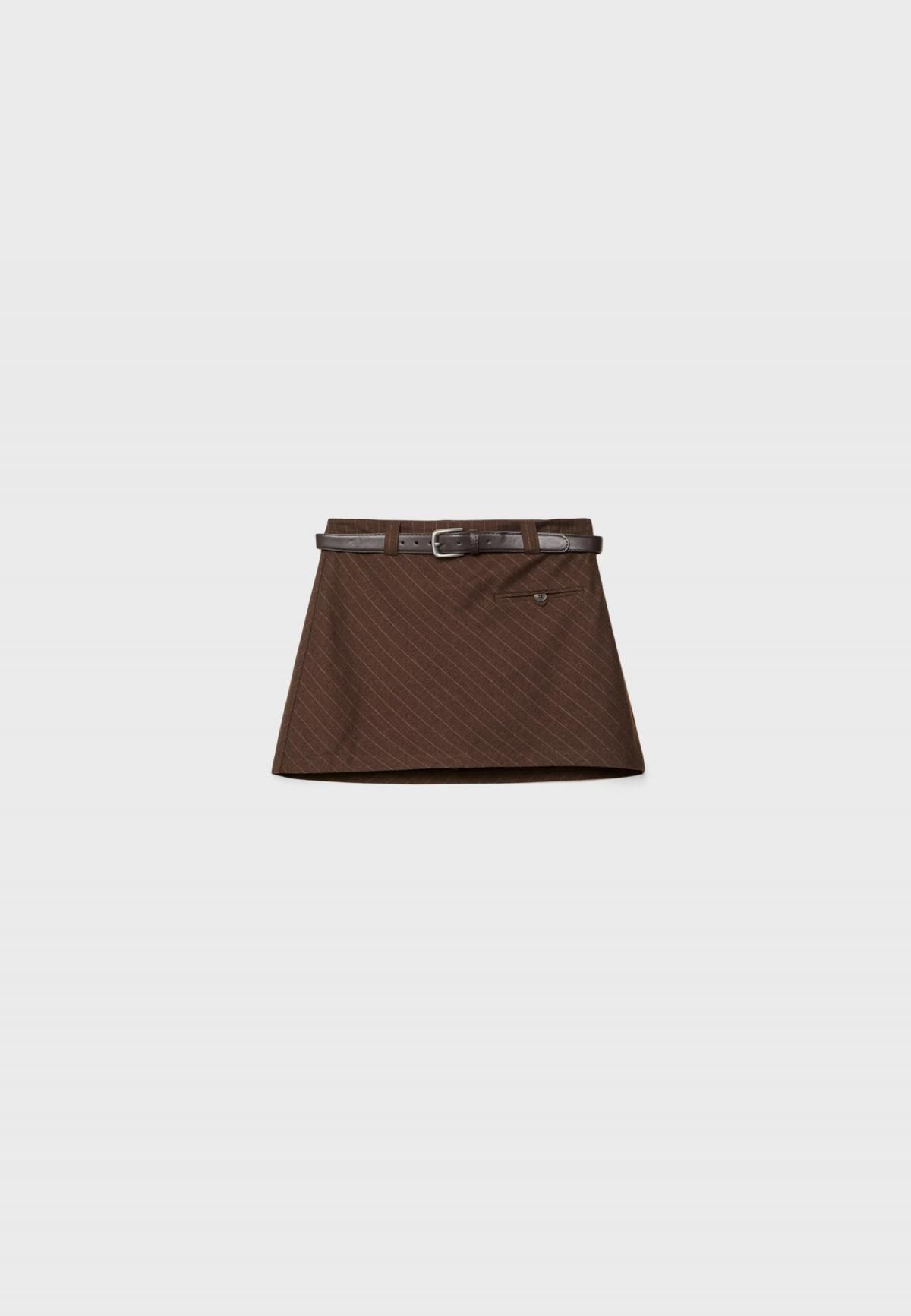 스트라디바리우스 테크니컬 벨트 브라운 미니 스커트 4711/971 BROWN - 메인 이미지