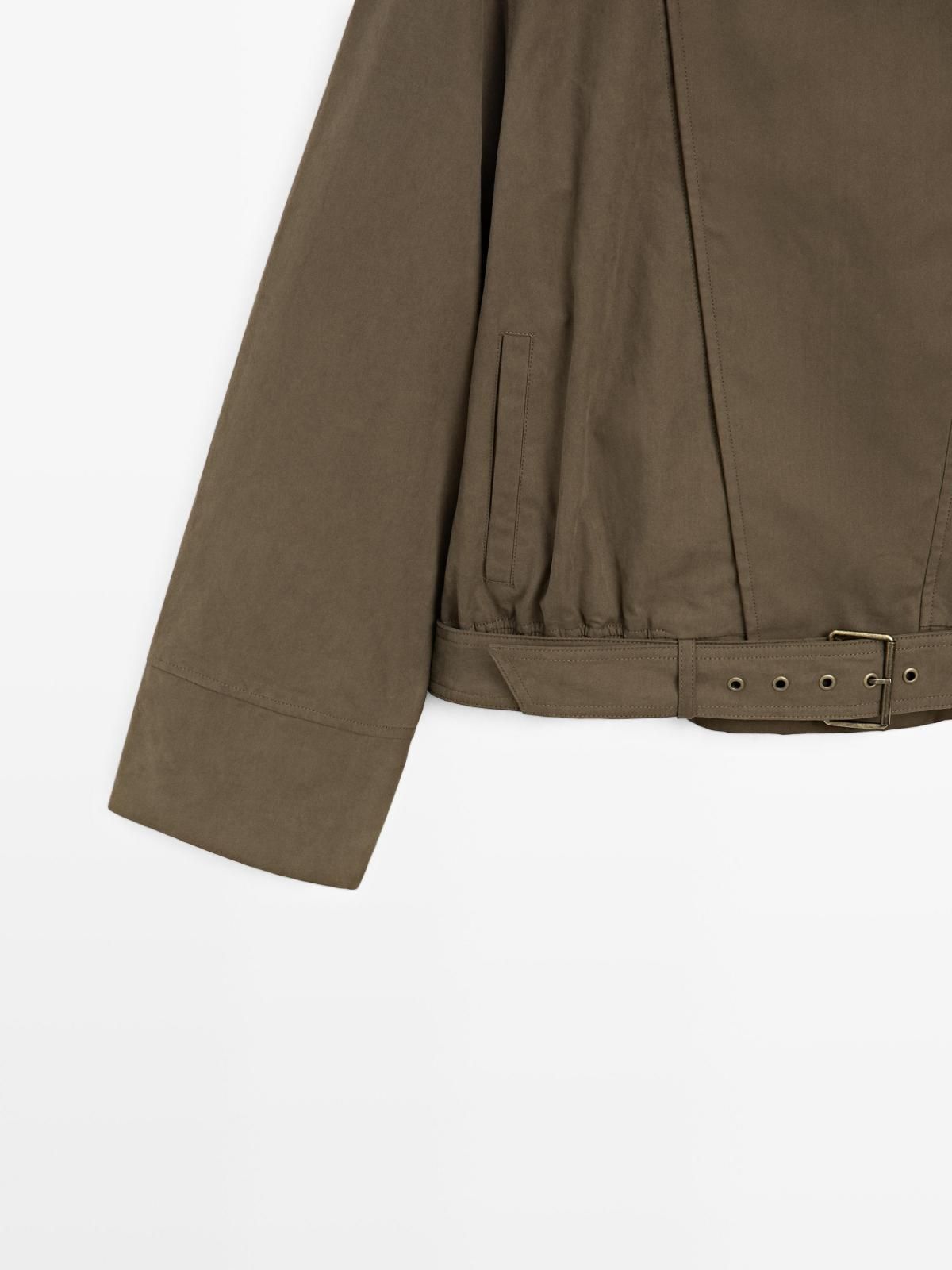 마시모두띠 테크니컬 코튼 블렌드 벨트 크롭 재킷 6729/942 KHAKI 이미지 8