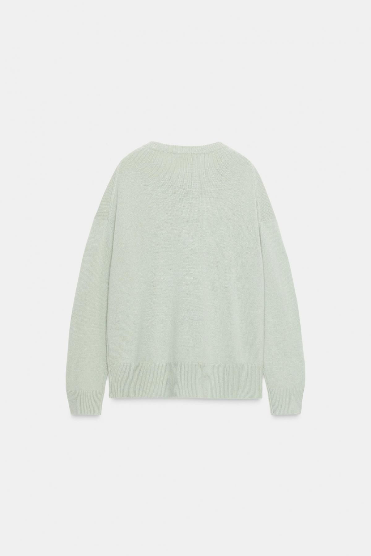 자라 프리미엄 캐시미어 오버사이즈 라운드넥 니트 2893/165 SEA GREEN - 상세 이미지 4