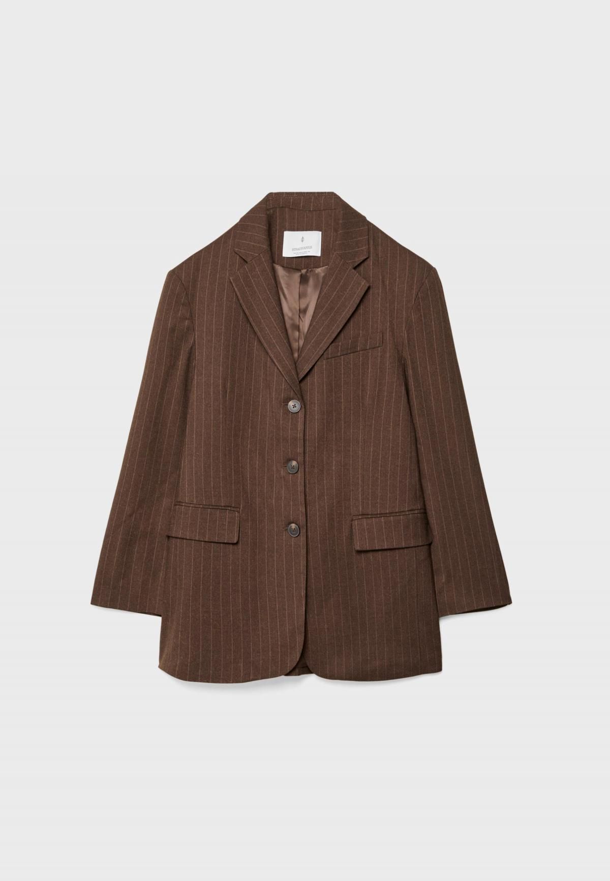 스트라디바리우스 스트라이프 오버사이즈 테일러드 재킷 5946/753 BROWN - 메인 이미지