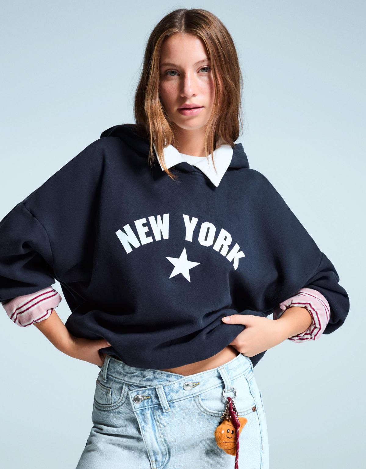 버쉬카 뉴욕 스타 프린트 네이비 후드티 7201/700 NAVY - 상세 이미지 4