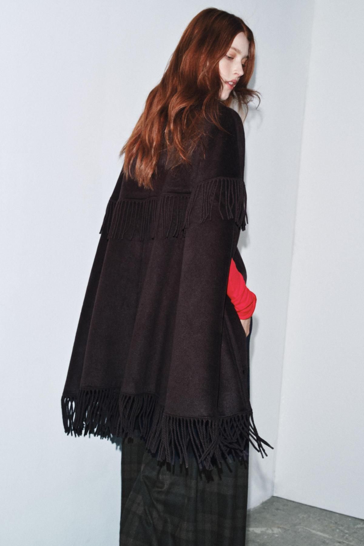자라 프린지 울 케이프 8491/210 BROWN 이미지 6