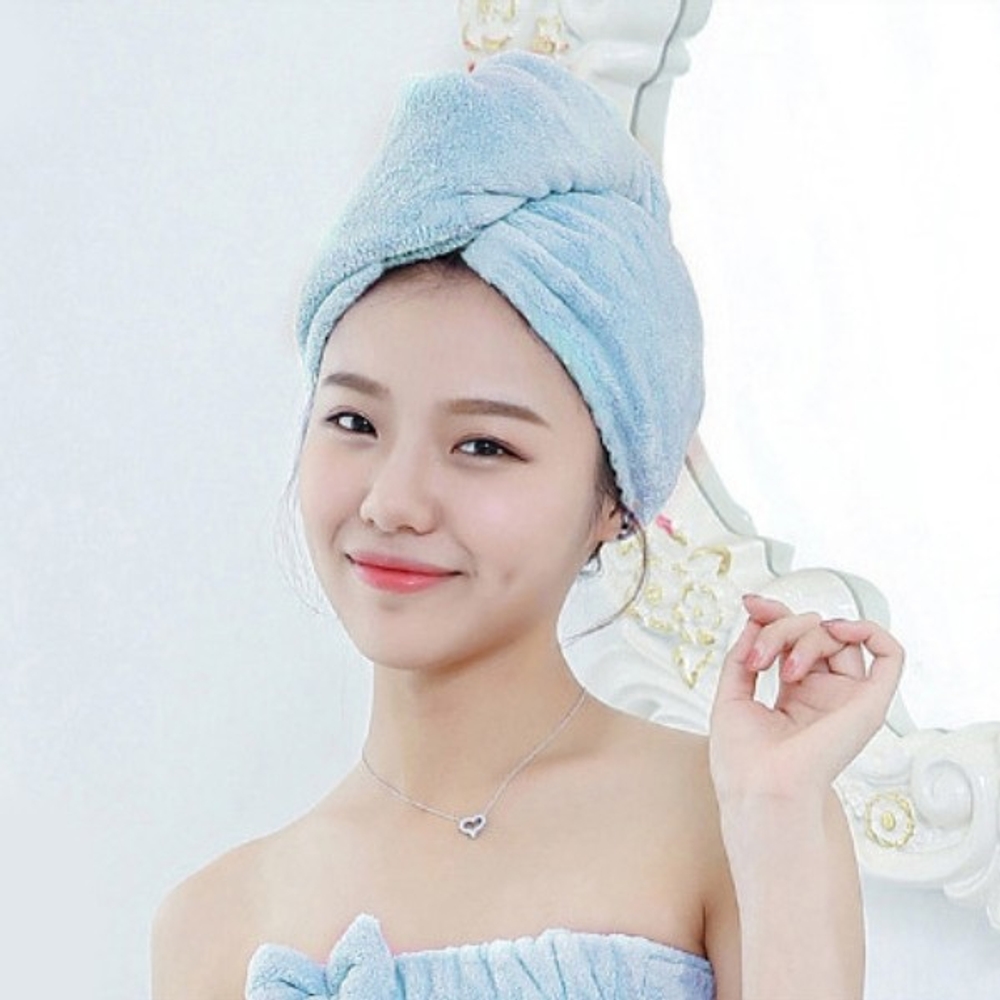 3배 빠른 흡수력 1+1 헤어 타올 머리 수건 극세사 드라이 타월 - 상품 이미지