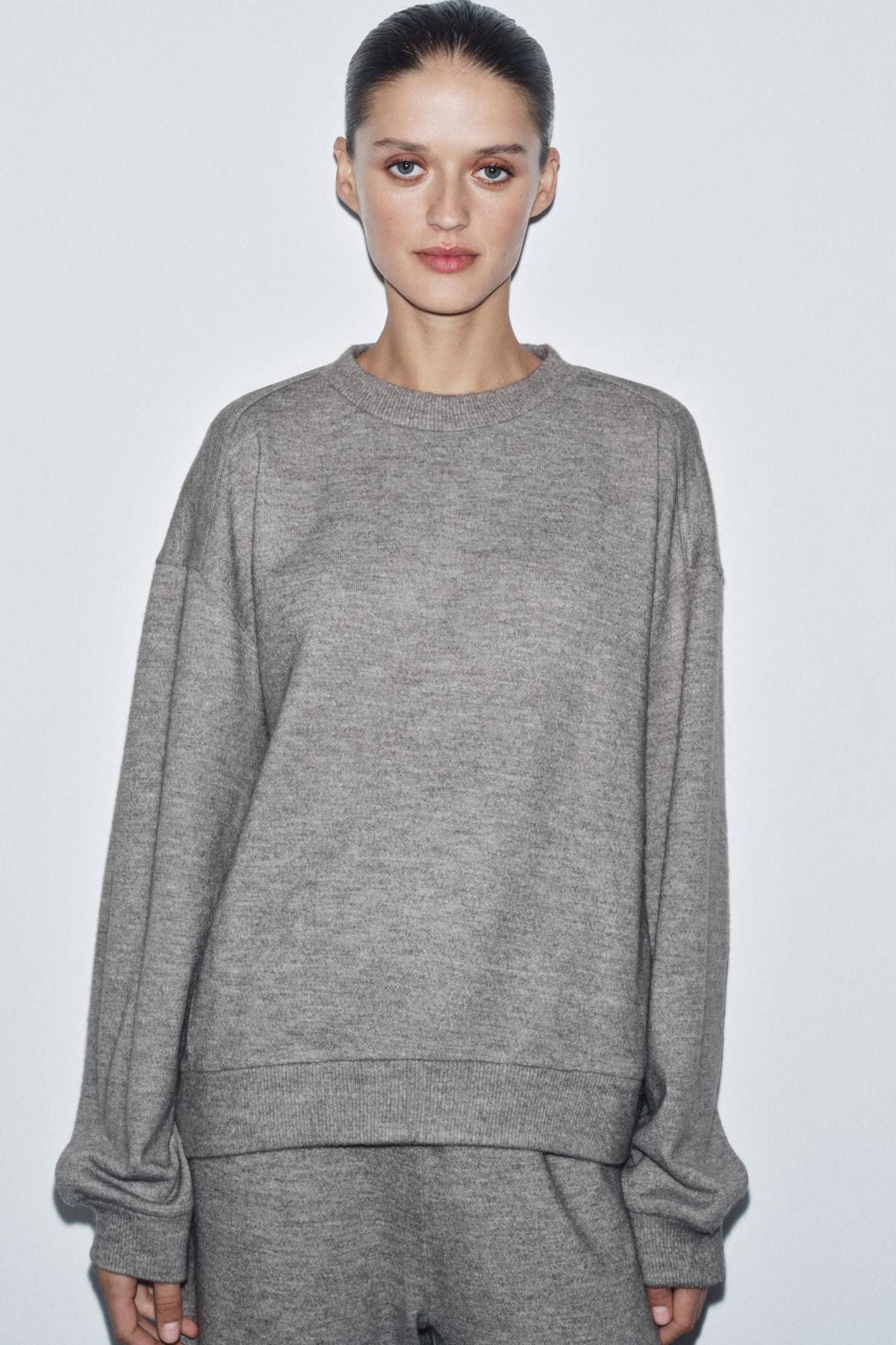 자라 소프트 라운드넥 긴팔 맨투맨 5070/631 TAUPE GREY - 상세 이미지 3
