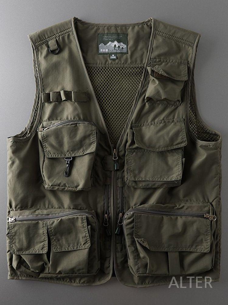 빅사이즈 작업 조끼 택배 낚시 작업복 그린베이지 M 50-57.5kg - 상세 이미지 5