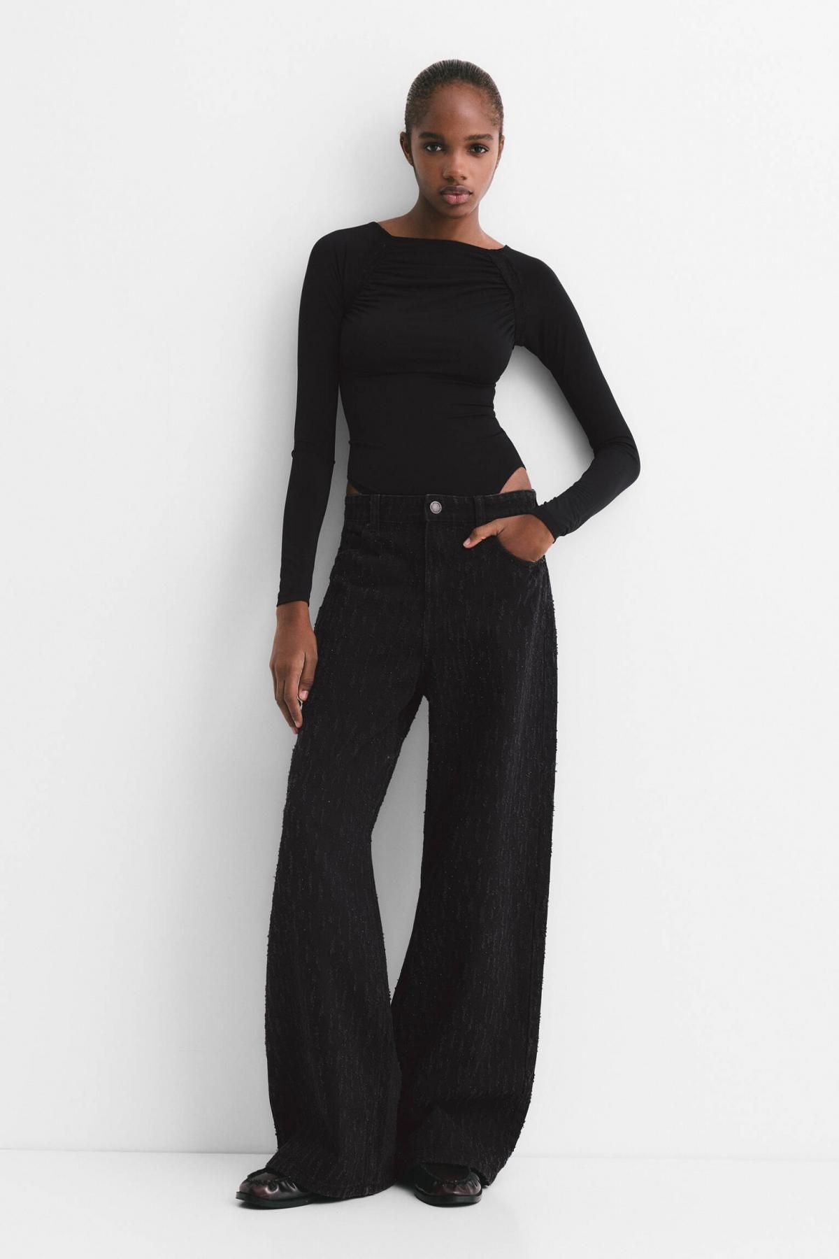 풀앤베어 레이스 시크 블랙 롱슬리브 바디수트 7150/436 BLACK - 상세 이미지 5