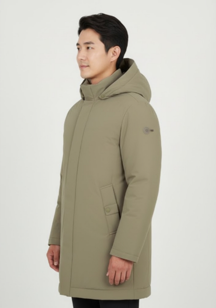 팬텀골프 남성 겨울 후드 탈부착 중기장 덕다운 골프웨어 다운 점퍼 자켓 - 상세 이미지 4