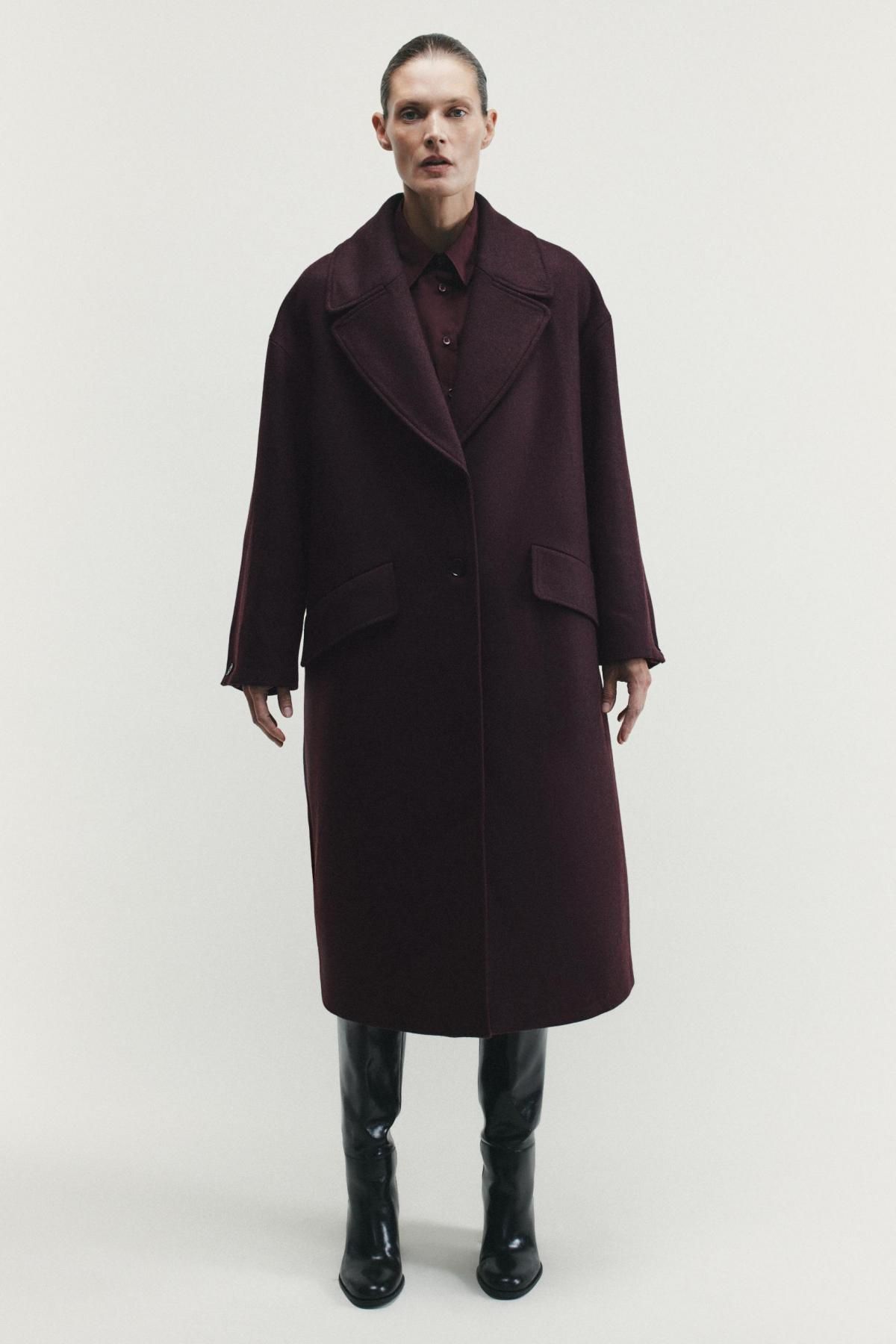 자라 오버사이즈 테크니컬 버건디 롱코트 8465/376 BURGUNDY - 상세 이미지 2