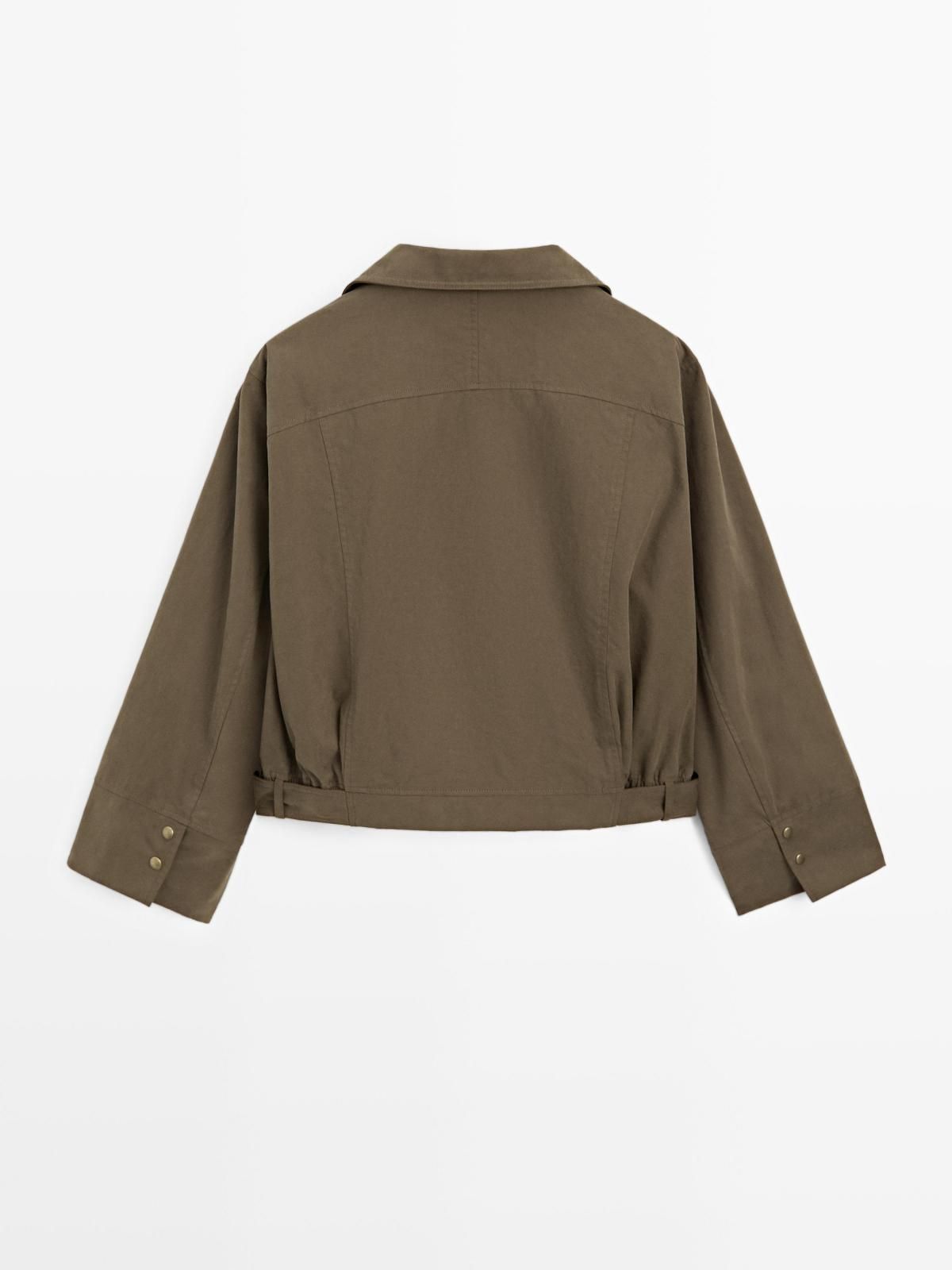 마시모두띠 테크니컬 코튼 블렌드 벨트 크롭 재킷 6729/942 KHAKI 이미지 7