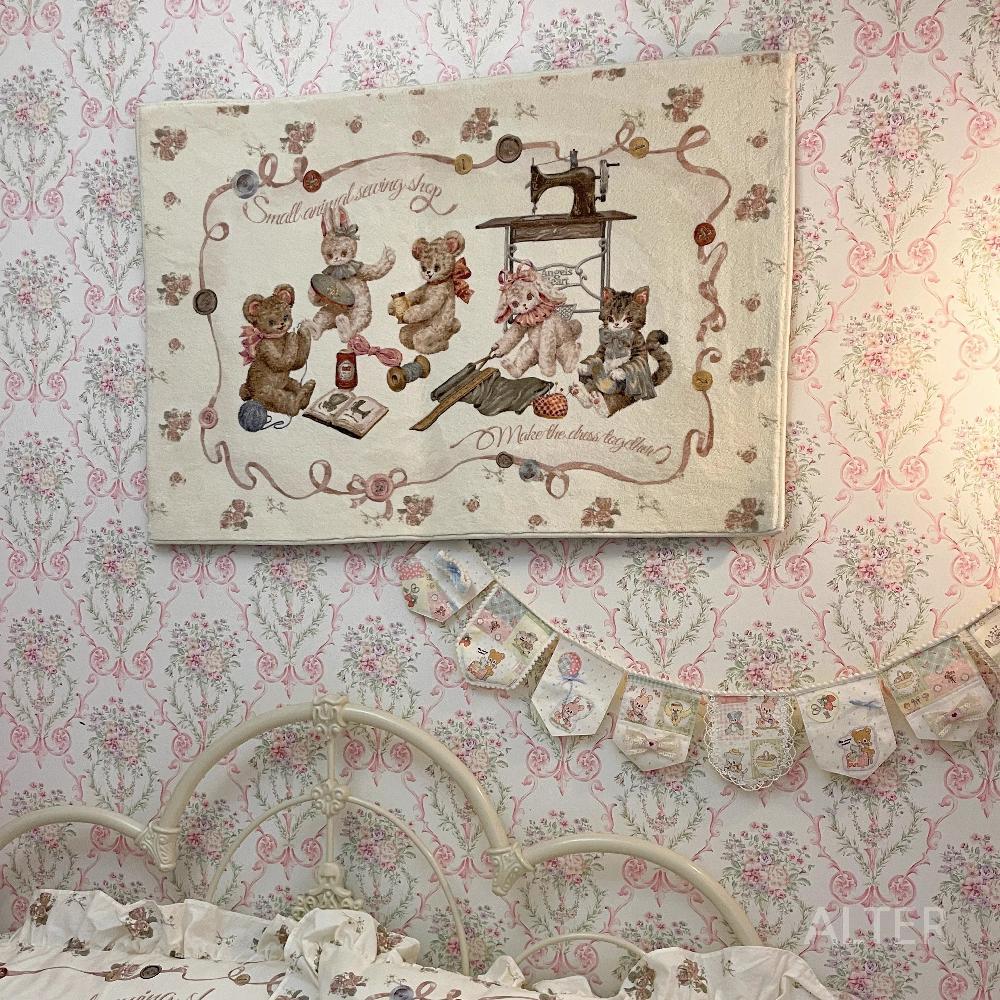 빈티지 발러그 공주 침대 주방 매트 현관 러그 발매트 핑크 침대 옆 러그 50x150cm - 상세 이미지 5